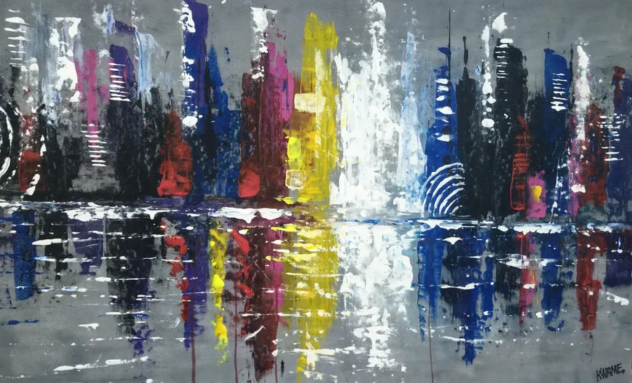 Cityscape Reflections, artwork by John Kwame Eduafo (signed Citizen Kwame)