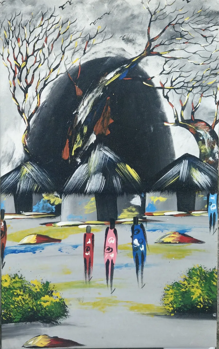 Village Scene, artwork by John Kwame Eduafo